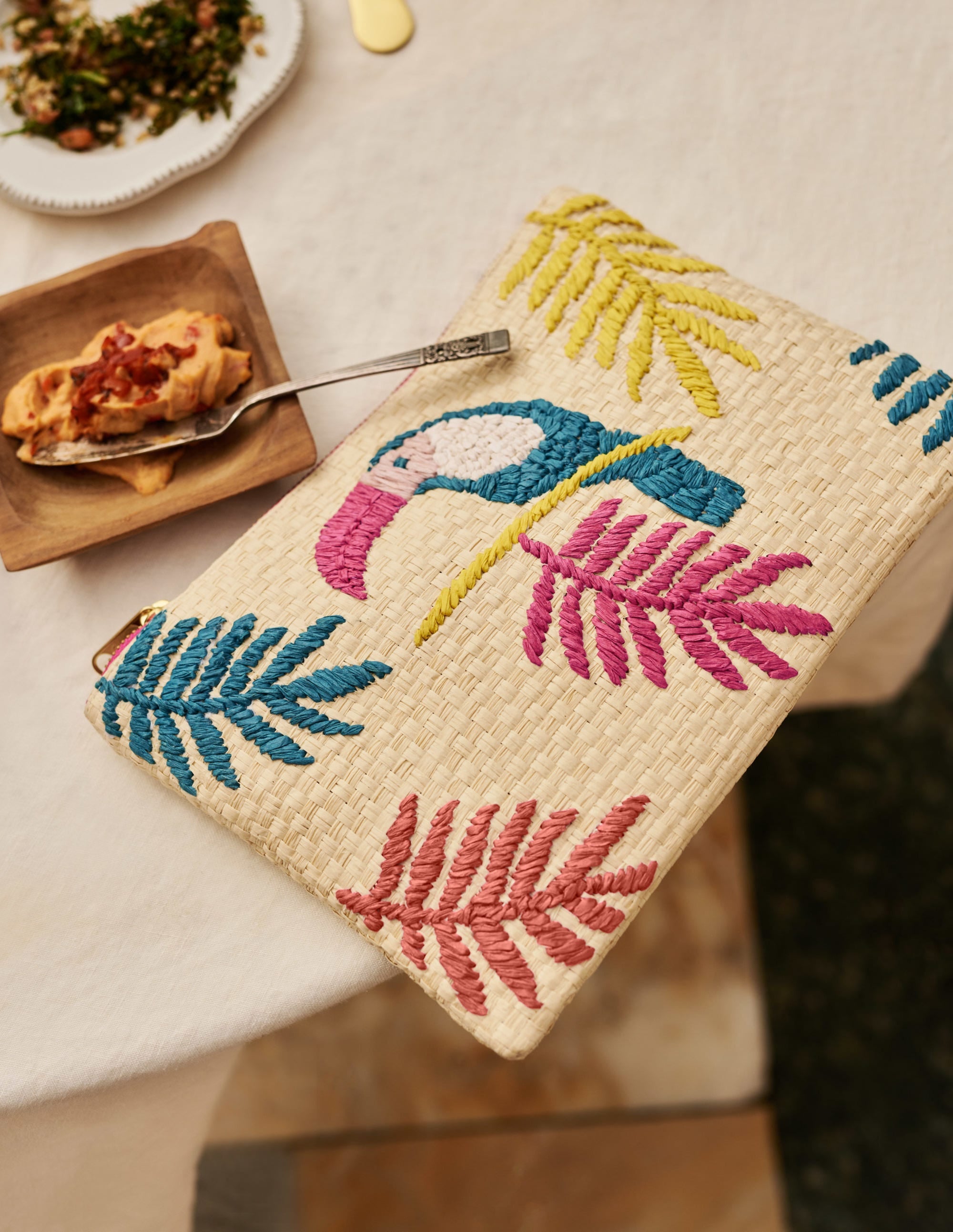 Embroidered Raffia Keepsake-Natural Toucan - Image 4