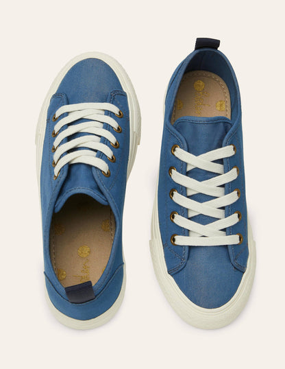 Cotton Canvas Plimsolls-Blue Chambray-3