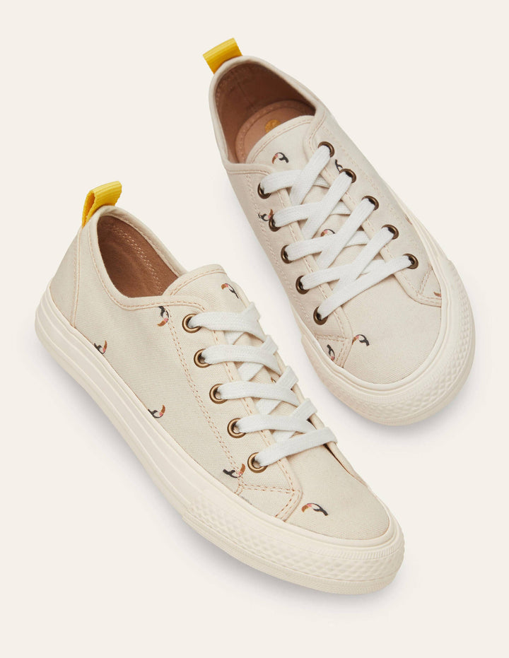 Cotton Canvas Plimsolls-Ecru Toucan