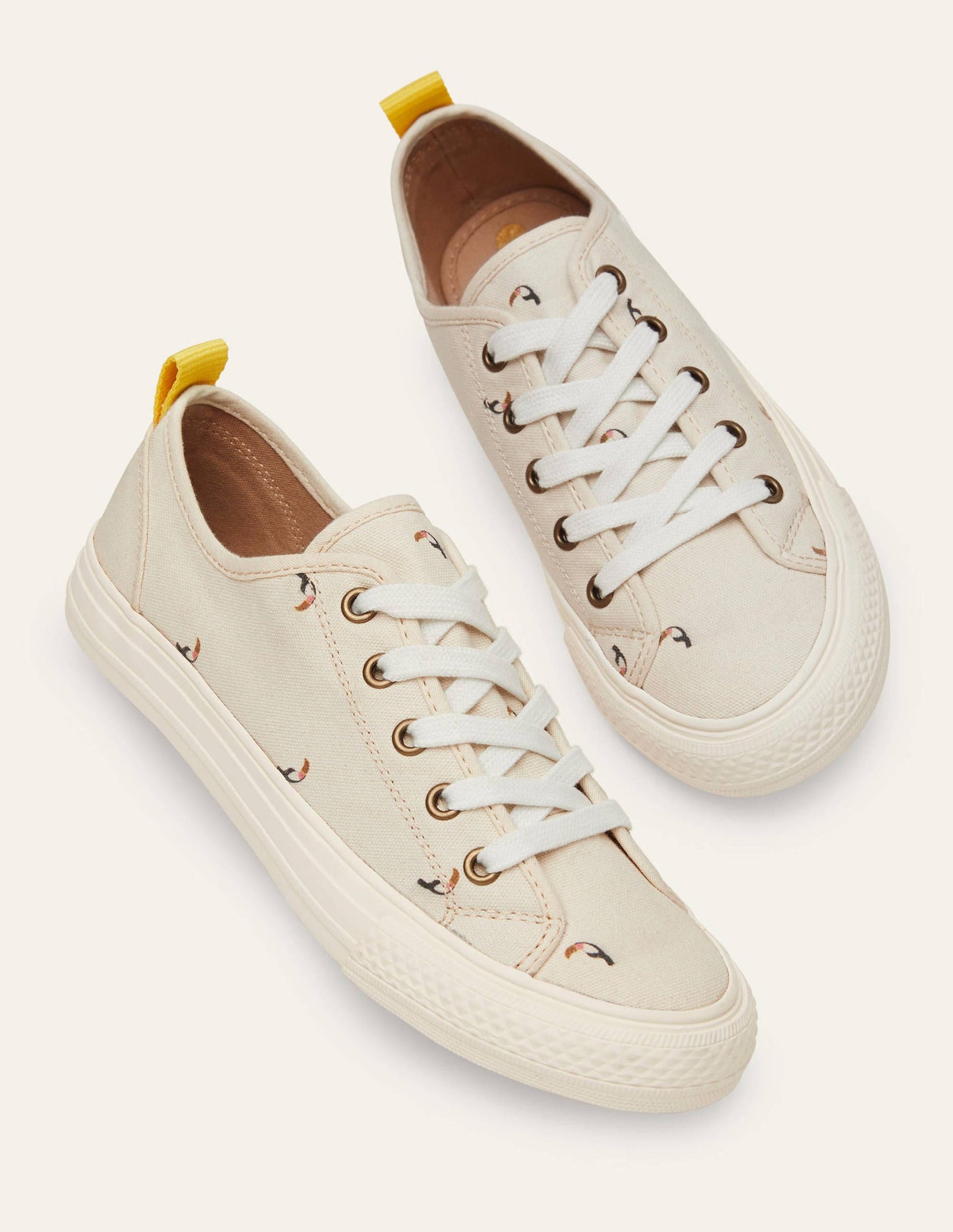 Cotton Canvas Plimsolls-Ecru Toucan
