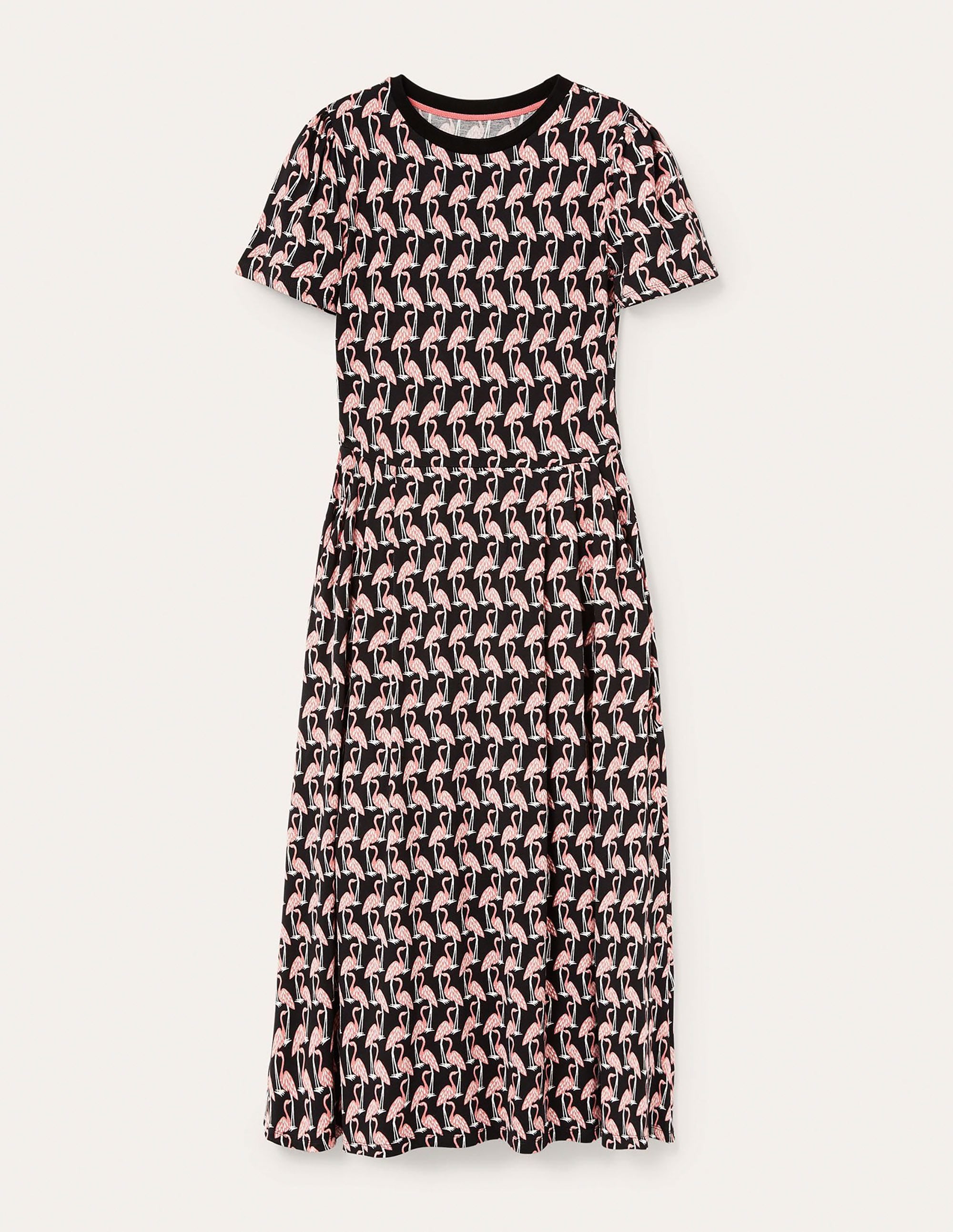 Lucinda Jersey Midi Dress-Black, Tropical Flamingo - Image 5