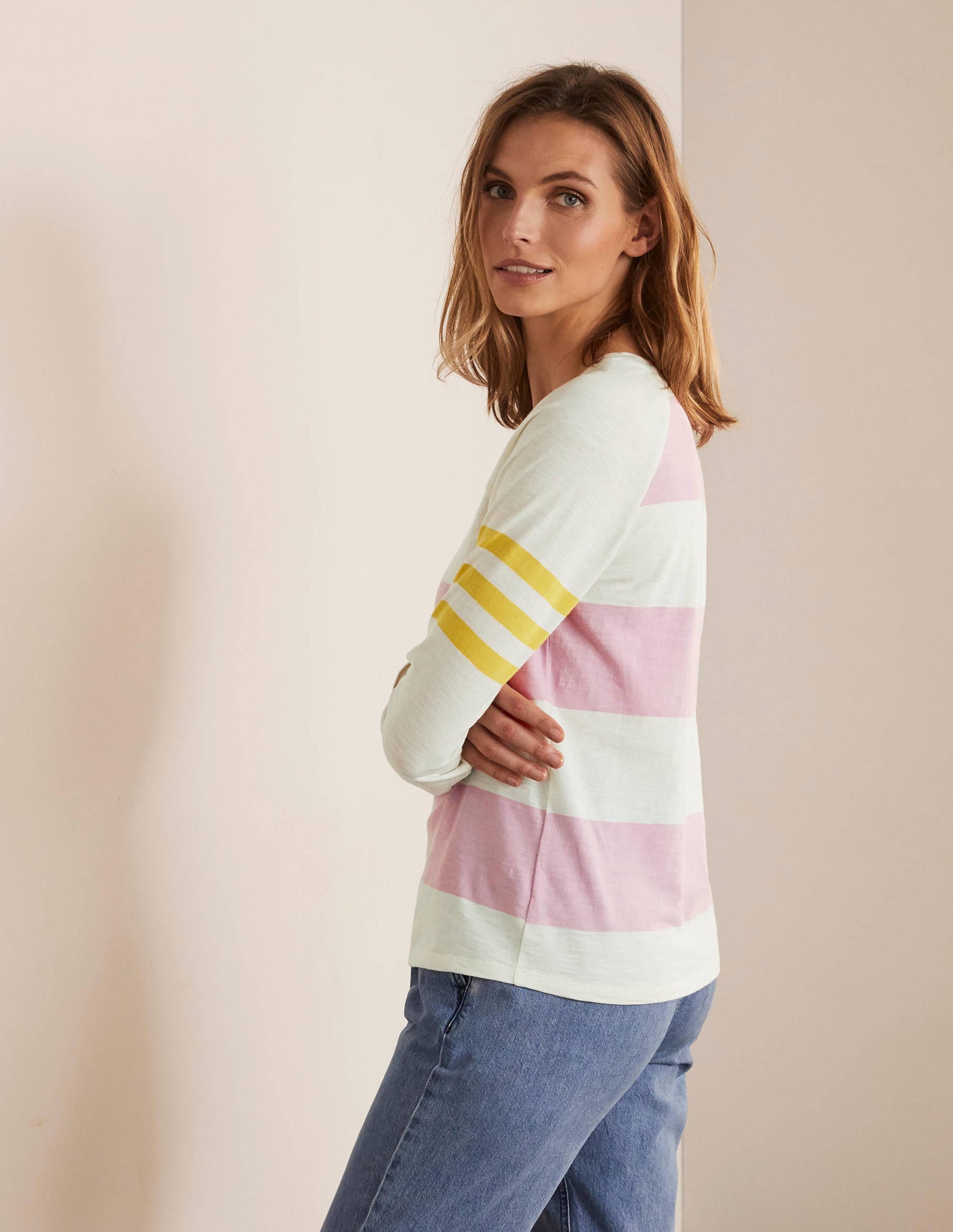 Lorna Baseball Jersey Top-Soft Peony and Ivory - Image 3