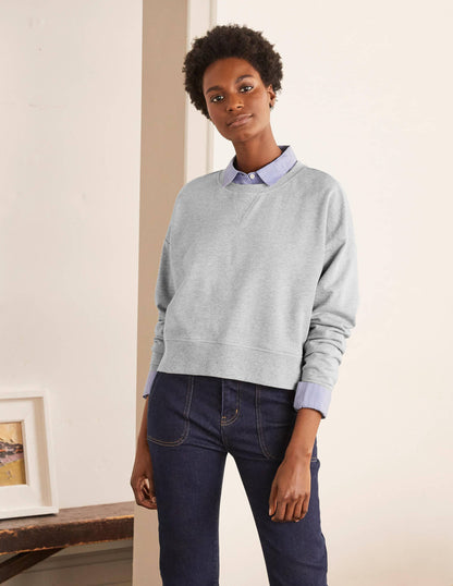 Cropped Sweatshirt-Grey Marl-5