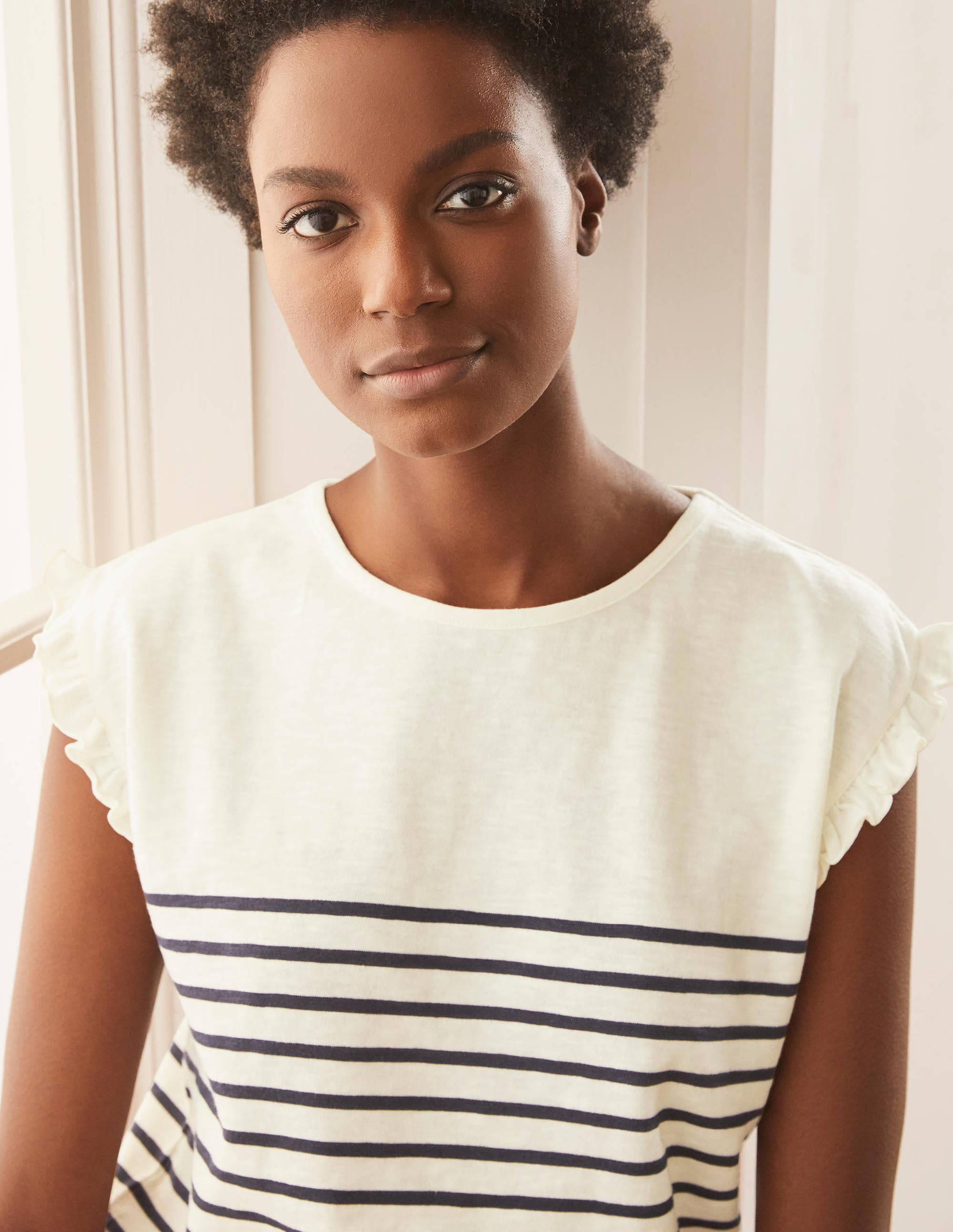 Faye Jersey Top-Ivory/ Navy - Image 4