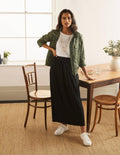 Ruched Waist Skirt-Black