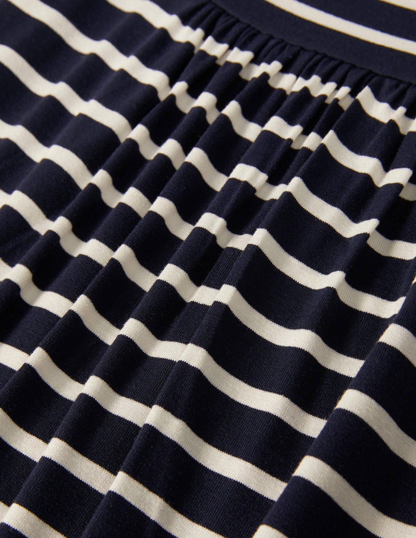 Ruched Waist Skirt-Ivory/Navy Stripe