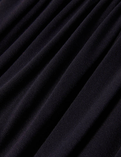 Ruched Waist Skirt-Navy-6
