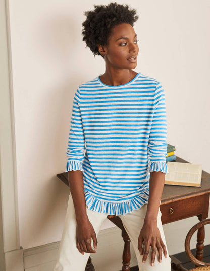 Dorothy Linen Jersey Top-Moroccan Blue/ Ivory-1