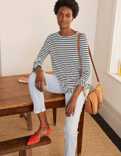 Dorothy Linen Jersey Top-Navy/ Ivory-2