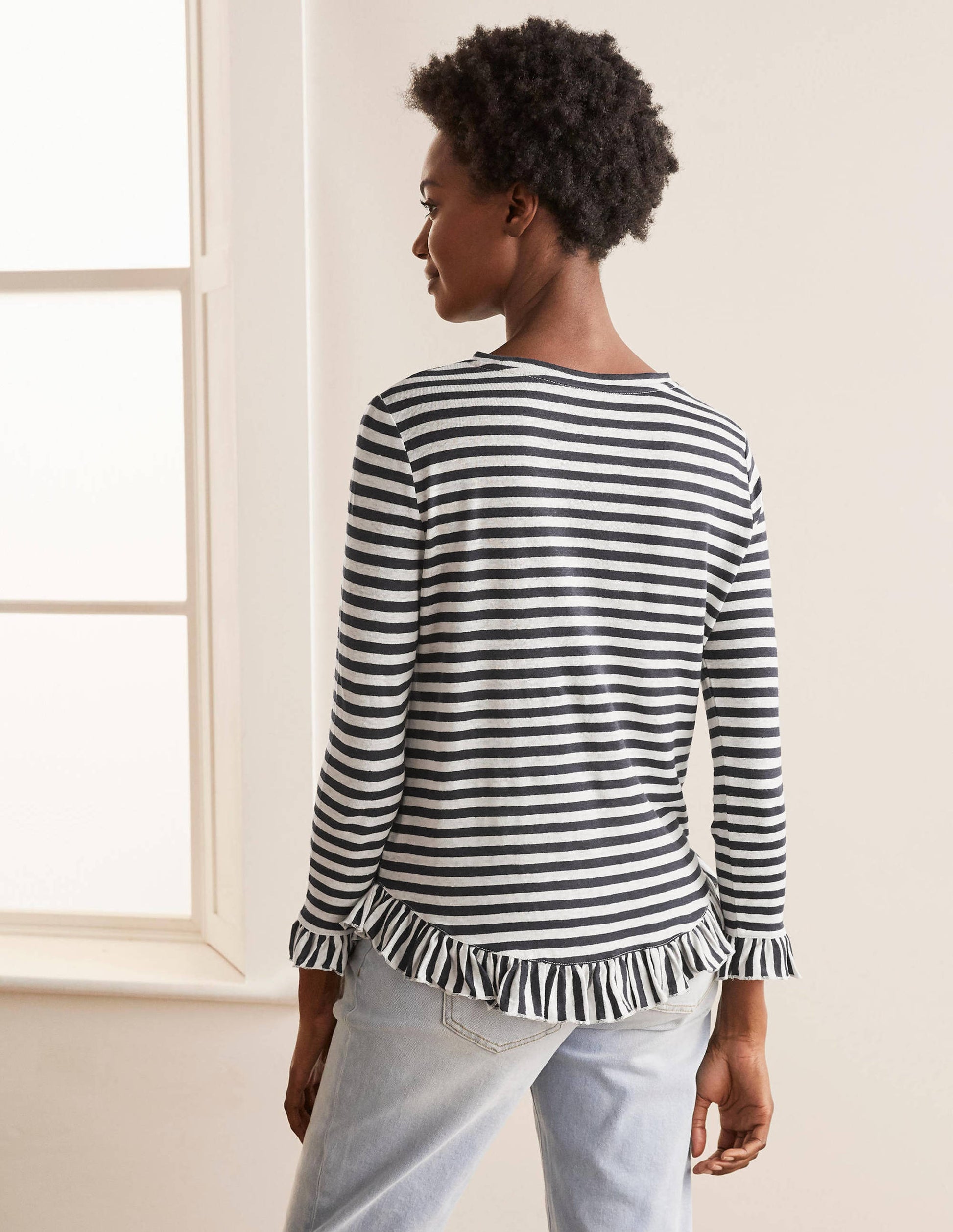 Dorothy Linen Jersey Top-Navy/ Ivory-3