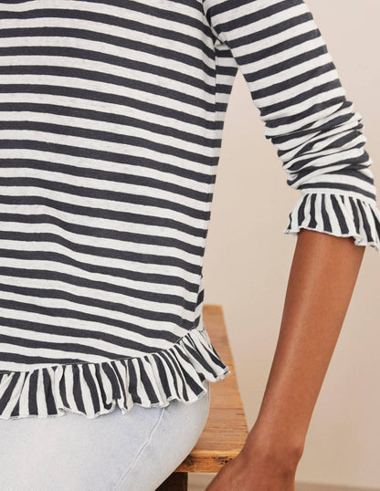 Dorothy Linen Jersey Top-Navy/ Ivory-4