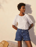 Tabitha Linen Jersey Top-White