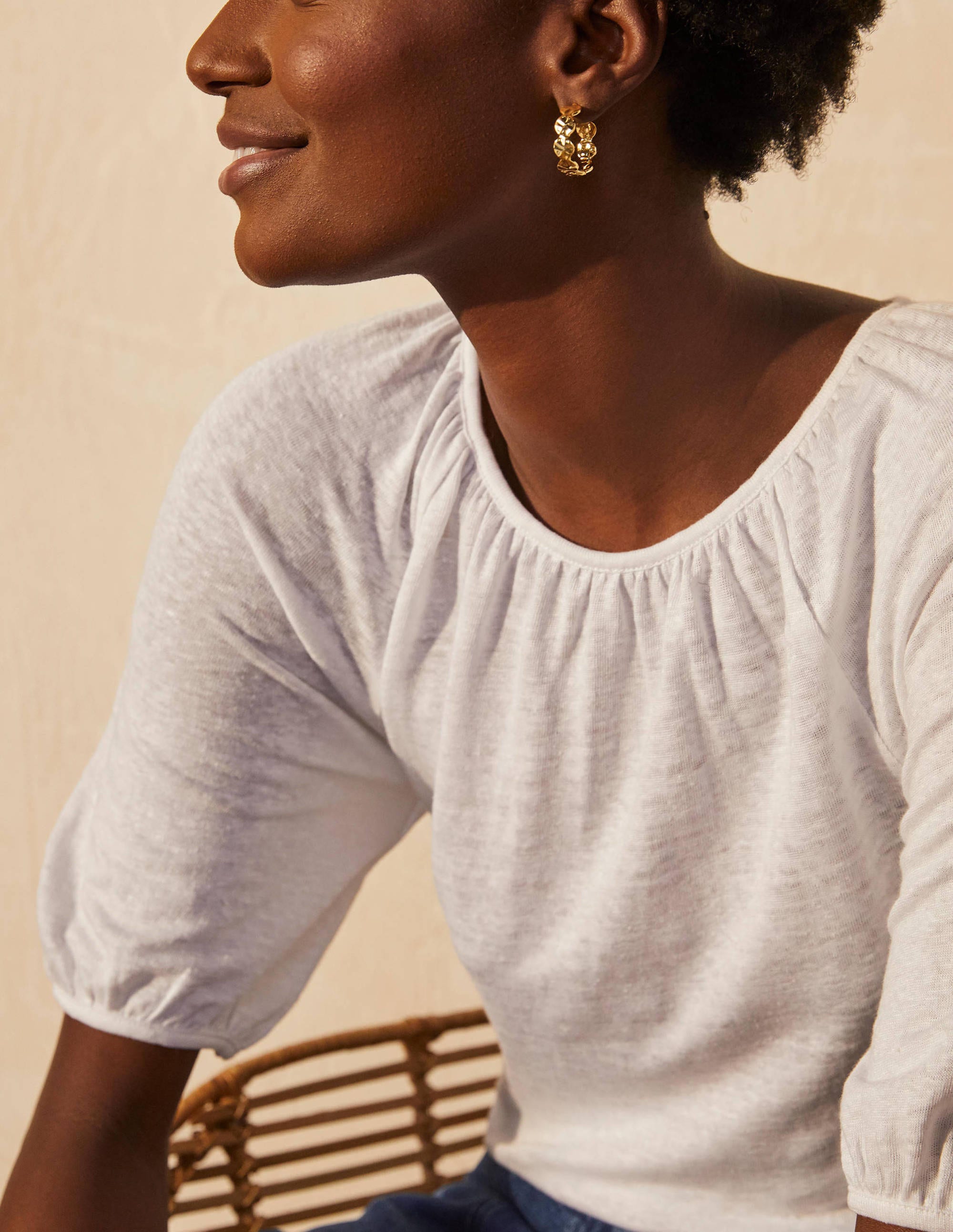 Tabitha Linen Jersey Top-White - Image 4