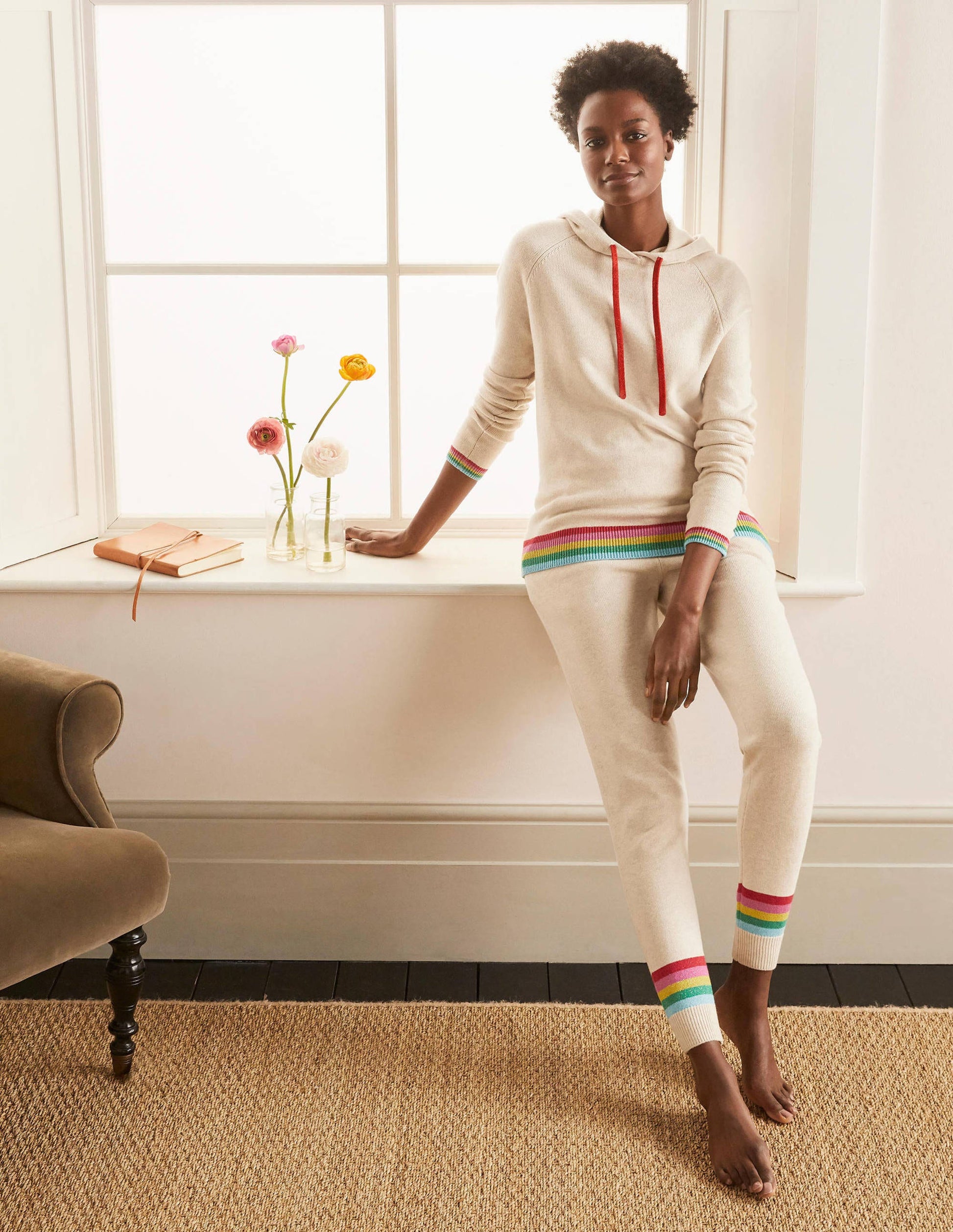 Morton Knitted Hoodie-Oatmeal Melange-2
