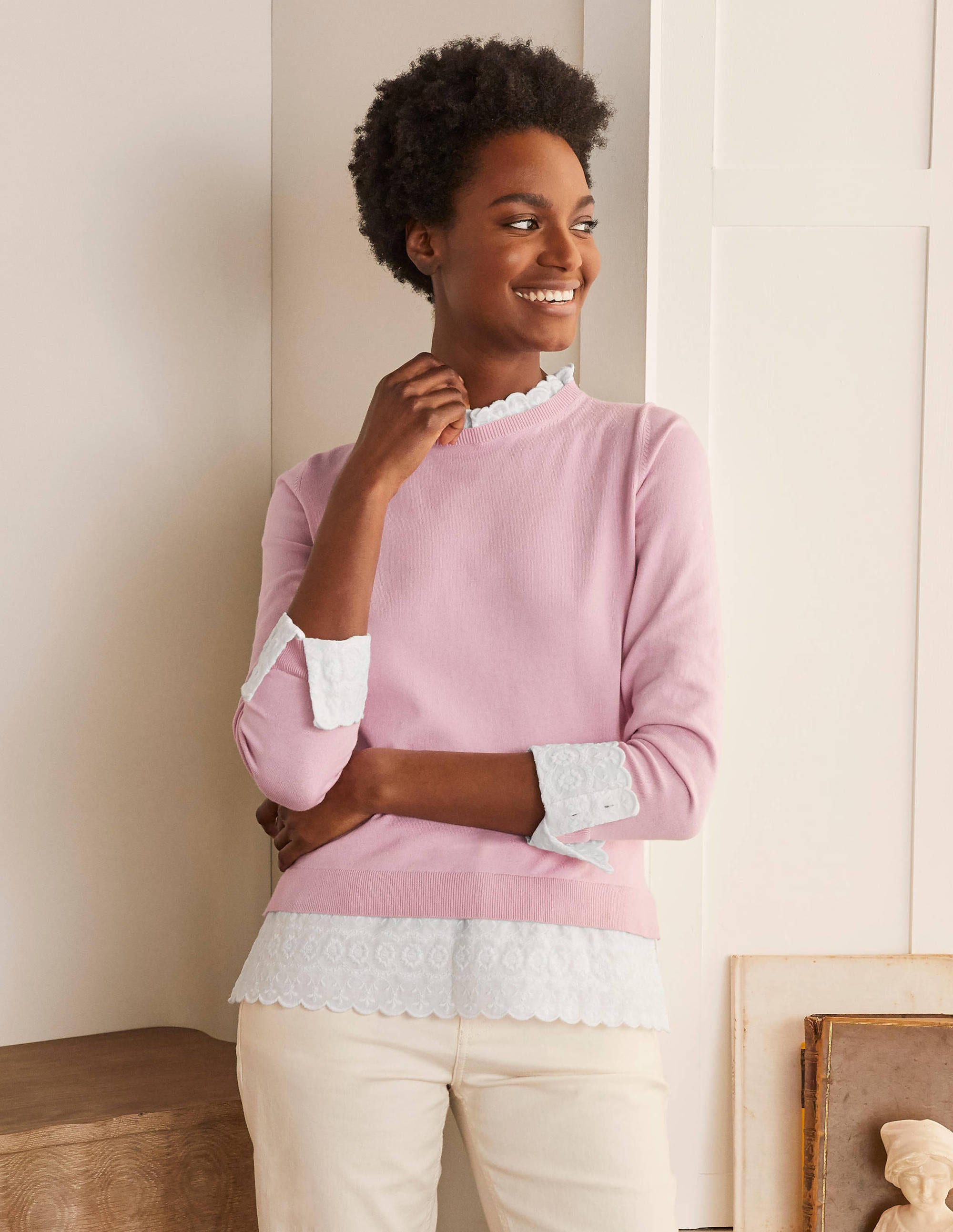 Lauderdale Cotton Frill Jumper-Soft Peony - Image 2