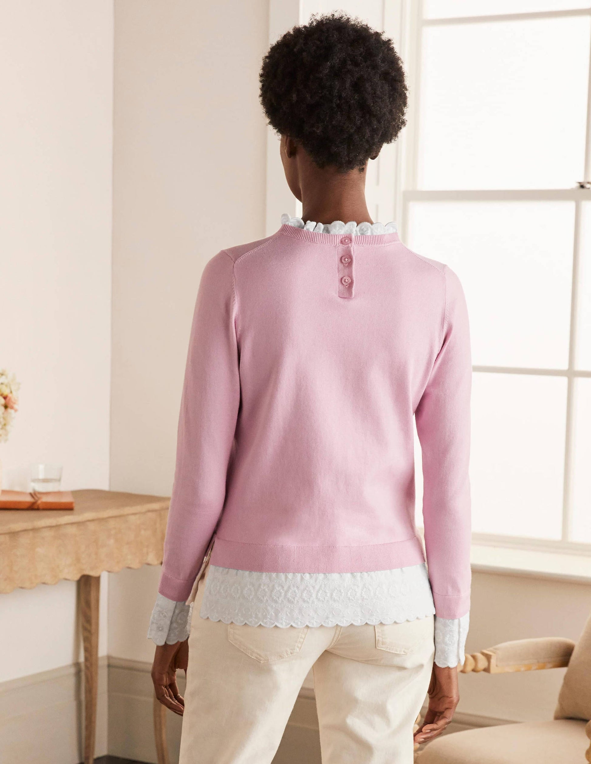Lauderdale Cotton Frill Jumper-Soft Peony-3