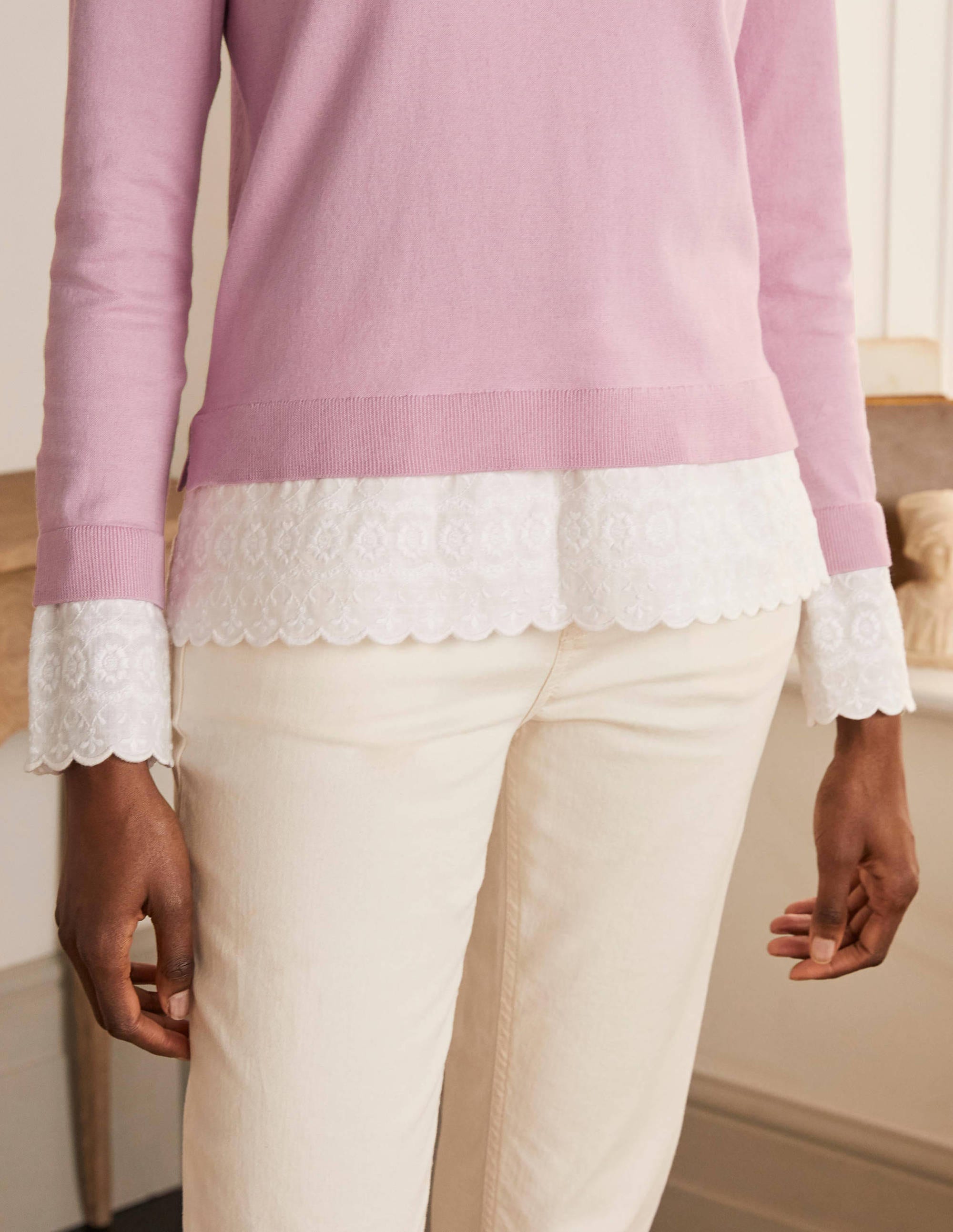 Lauderdale Cotton Frill Jumper-Soft Peony - Image 4