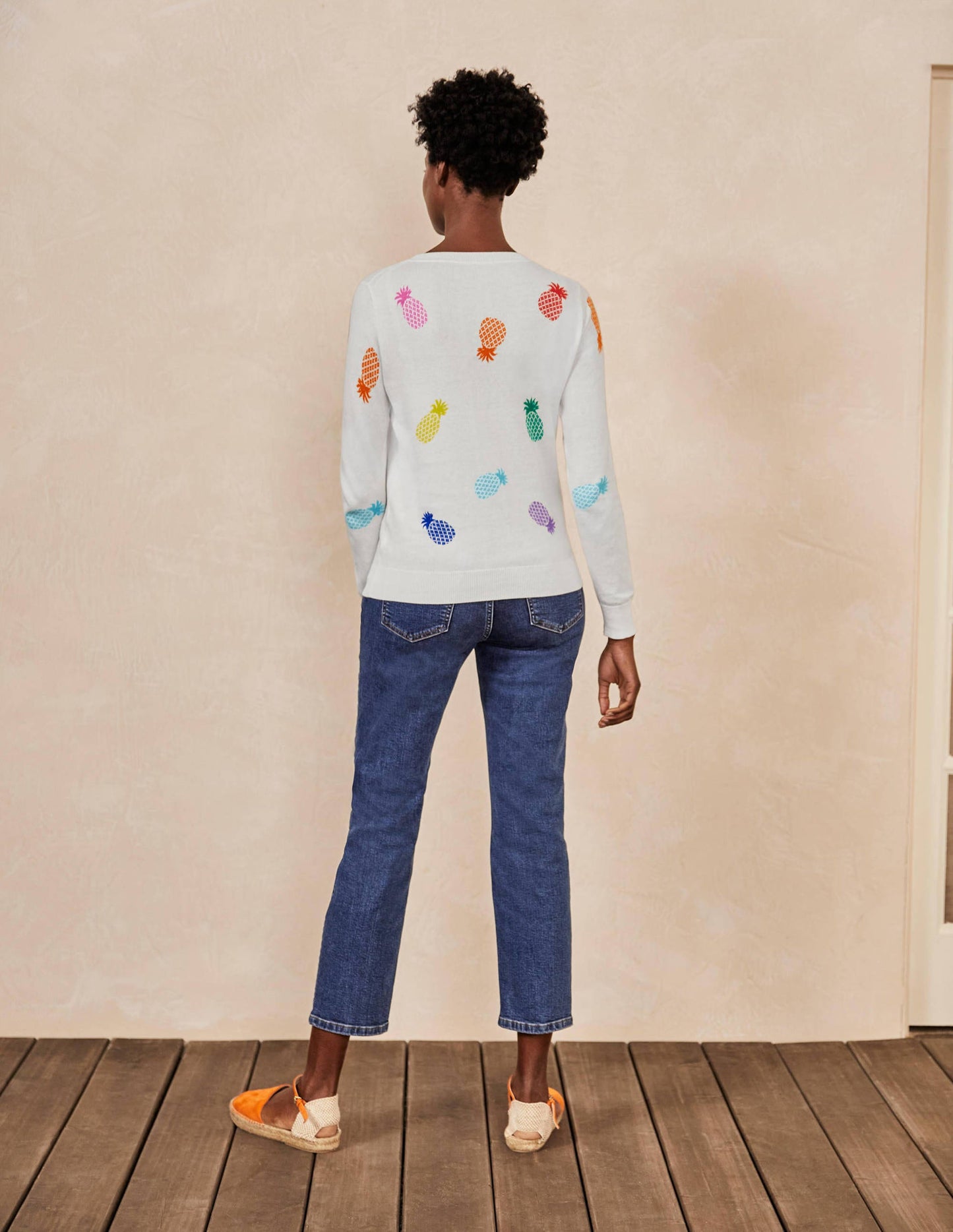 Banbury Cotton Jumper-Ivory Pineapples