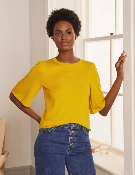 Abbotsbury Knitted Tee-Daffodil