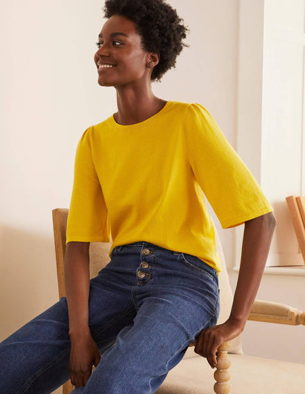 Abbotsbury Knitted Tee-Daffodil