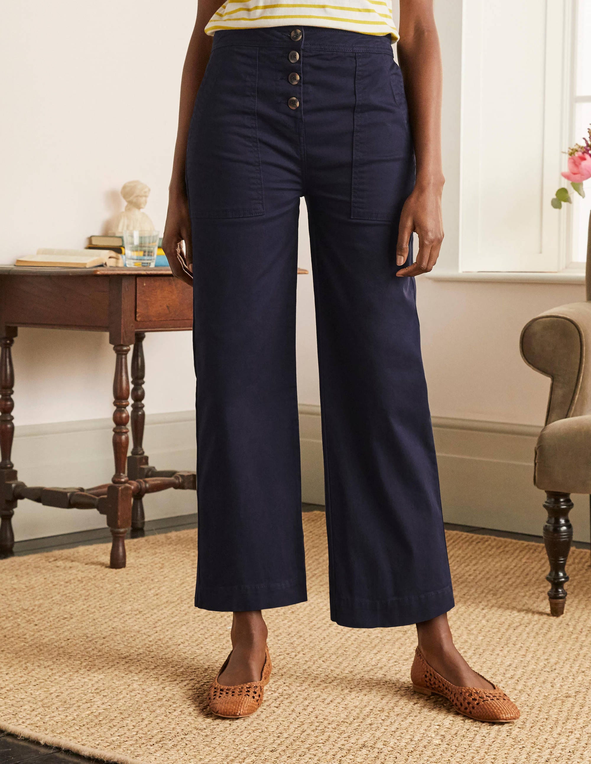 Beaufort Button Fly Trousers-Navy - Image 1