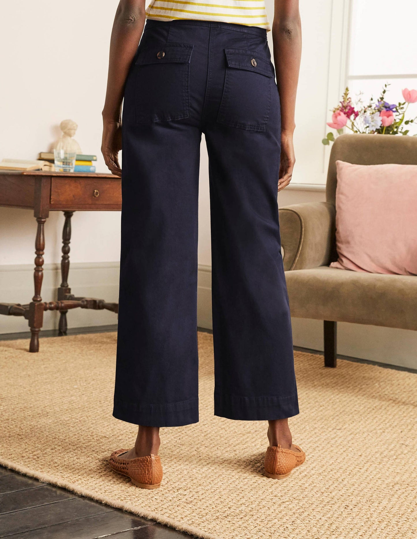 Beaufort Button Fly Trousers-Navy