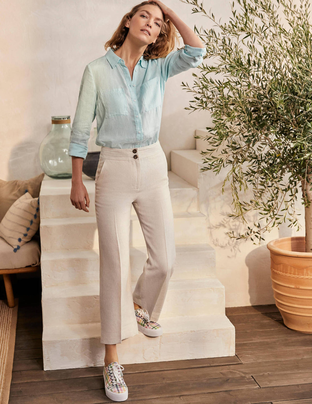 Cornwall Linen Trousers-Natural - Image 5
