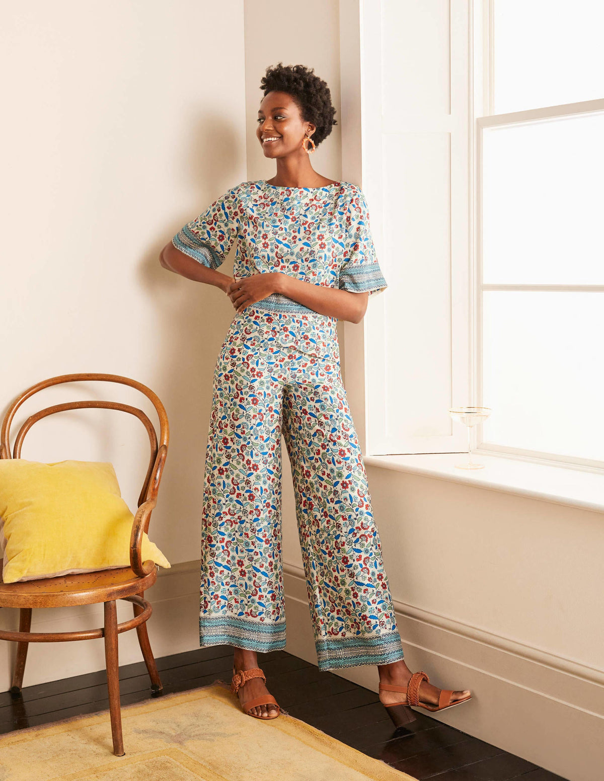 Elizabeth Trousers-Ivory, Trailing Posy - Image 1