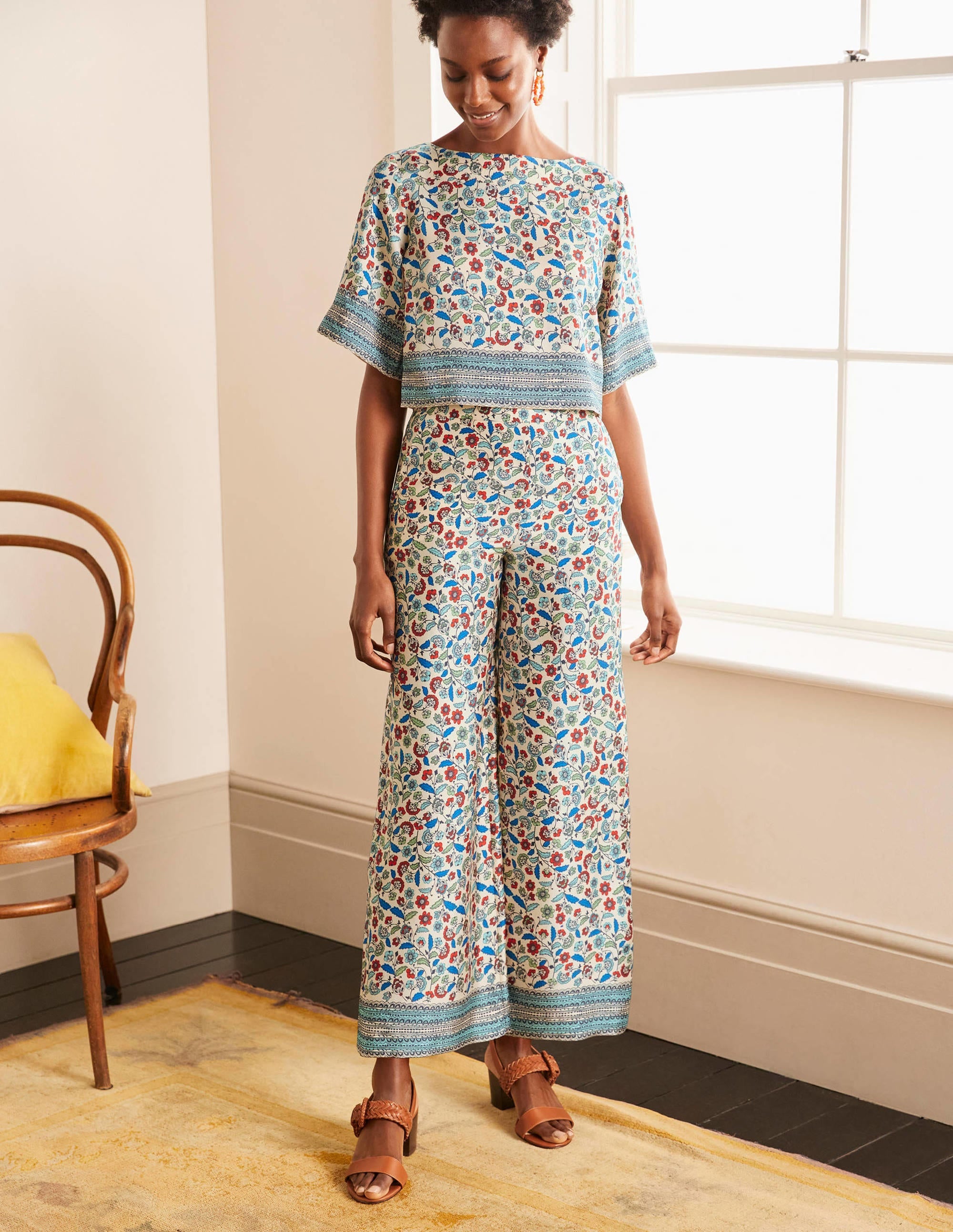 Elizabeth Trousers-Ivory, Trailing Posy - Image 2