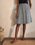Shirred Waist Cotton Skirt-French Navy, Palm