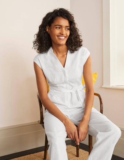 Catriona Linen Jumpsuit-White-1