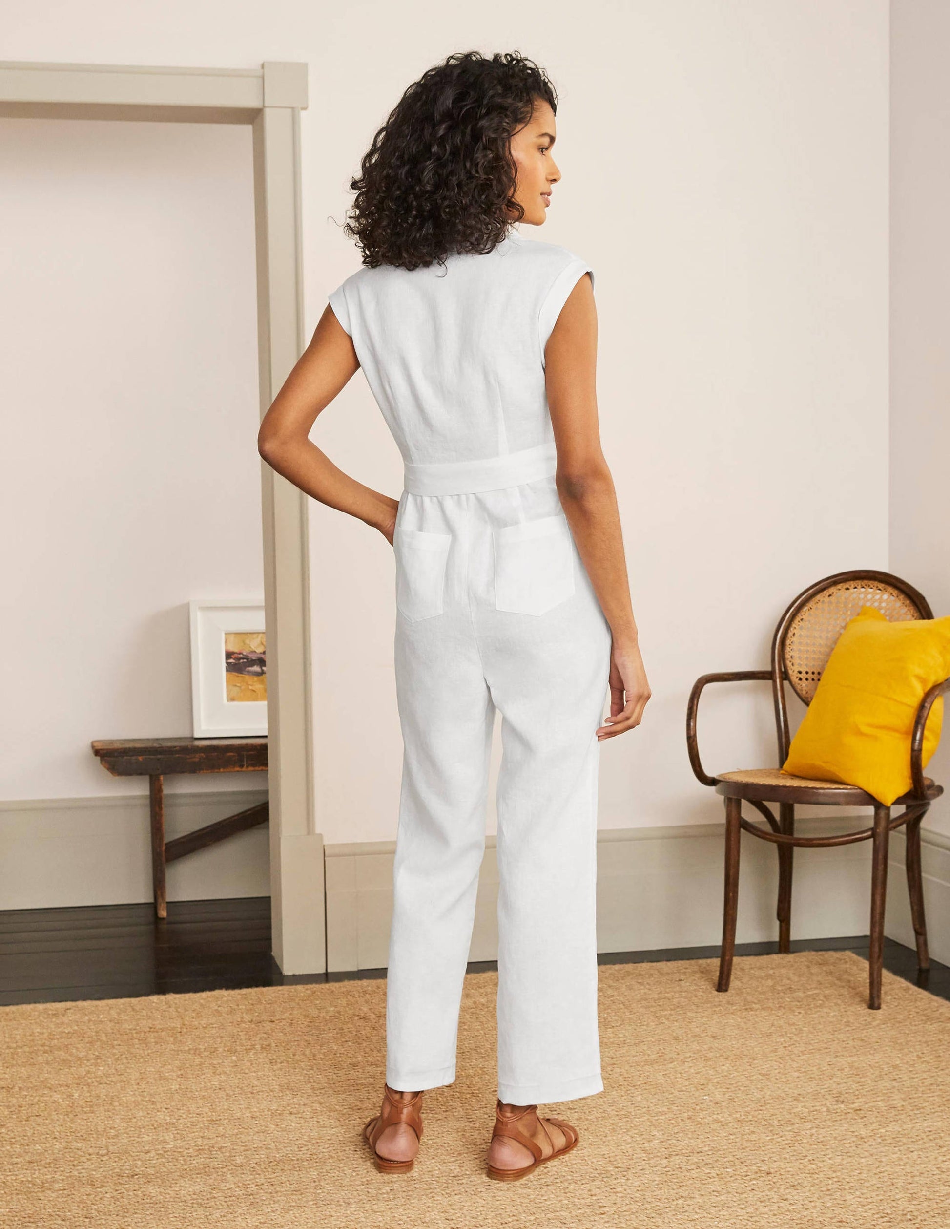 Catriona Linen Jumpsuit-White-2