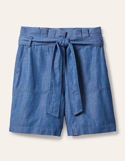 Elgin Paperbag Shorts-Chambray-5
