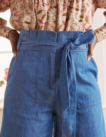 Elgin Paperbag Shorts-Chambray-3