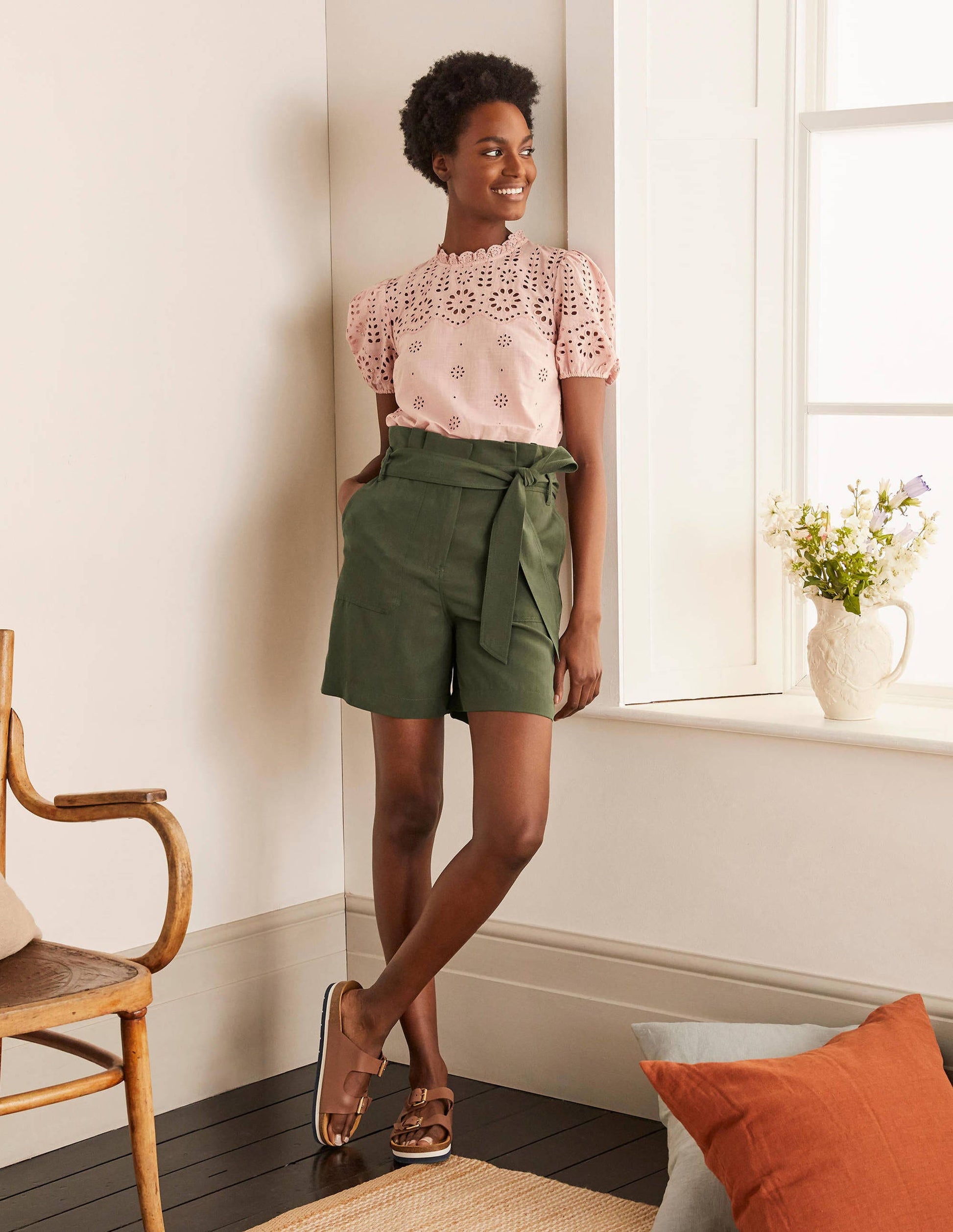 Elgin Paperbag Shorts-Khaki-4