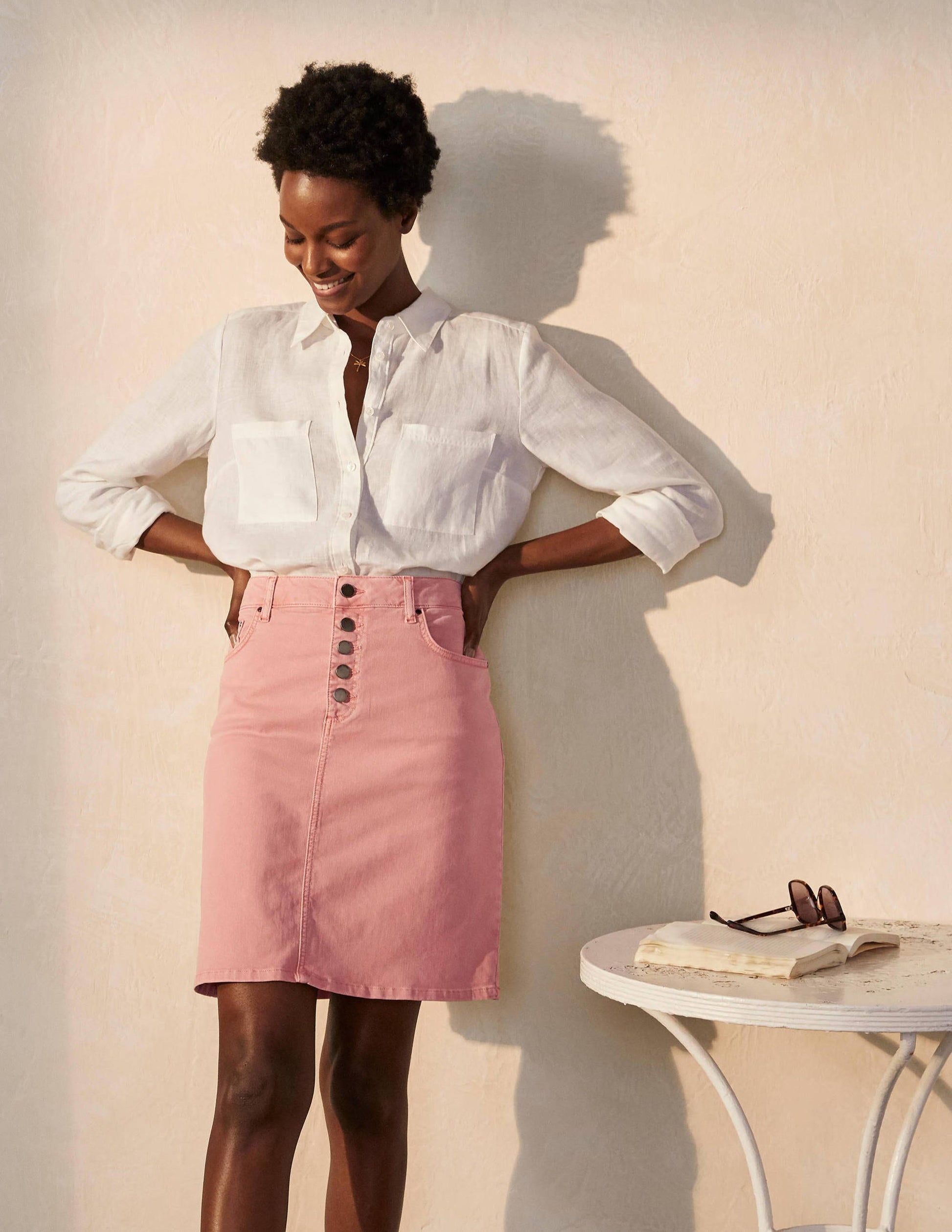 Amelie Girlfriend Skirt-Pale Pink Wash-4