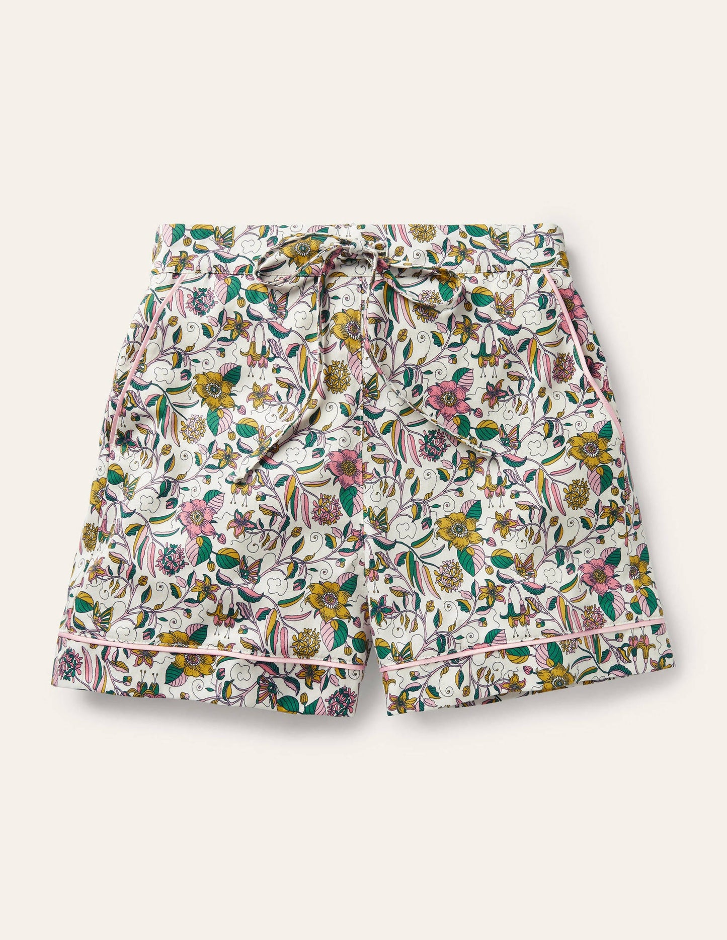 Easy Cotton Sleep Short-Ivory, Beautiful Garden