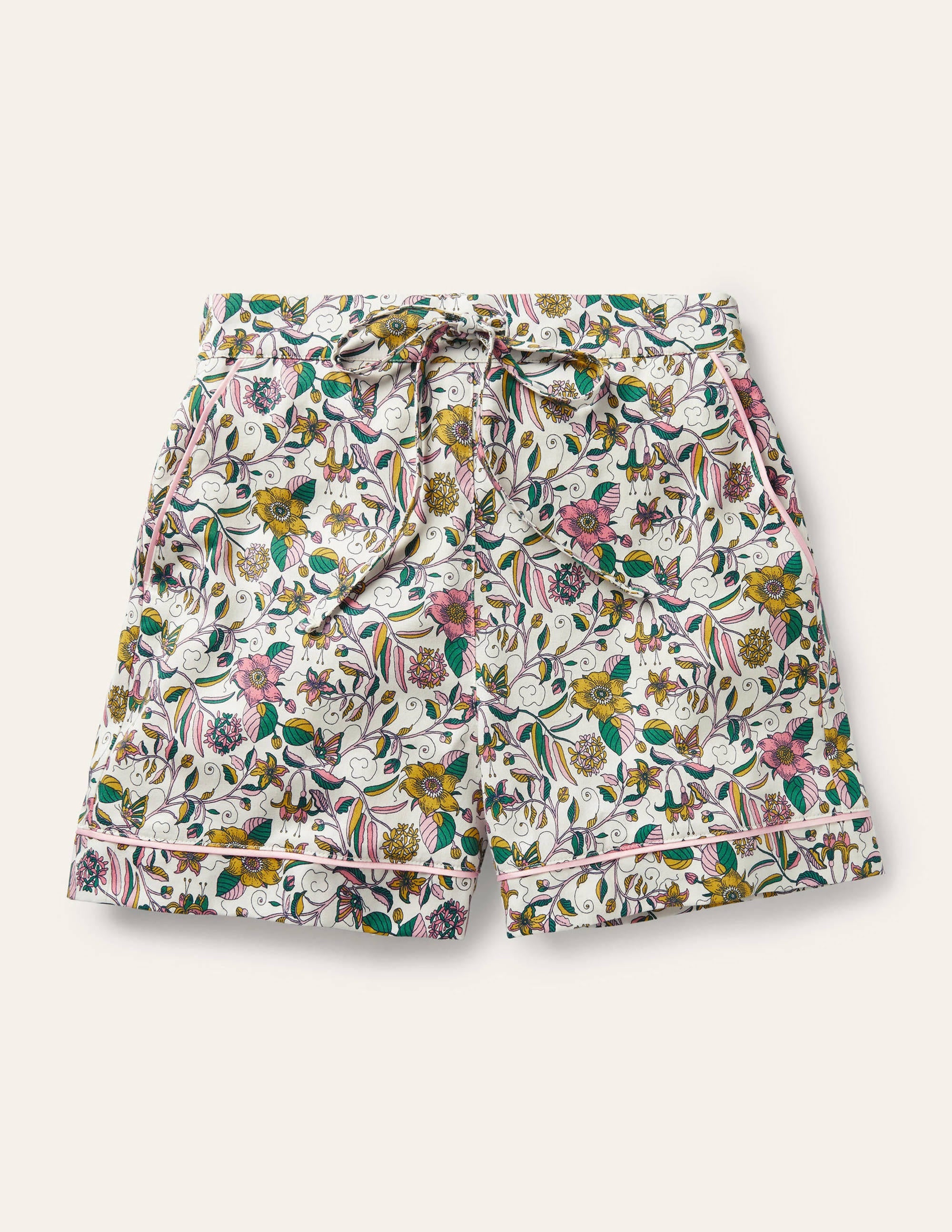 Easy Cotton Sleep Short-Ivory, Beautiful Garden - Image 5