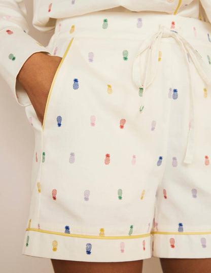 Easy Cotton Sleep Short-Ivory, Pineapple Rainbow-3