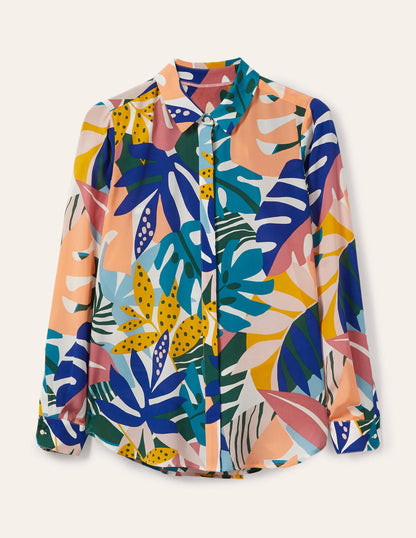 Silk Shirt-Ivory, Leafy Tropics-6
