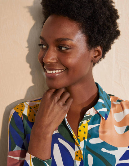 Silk Shirt-Ivory, Leafy Tropics-3