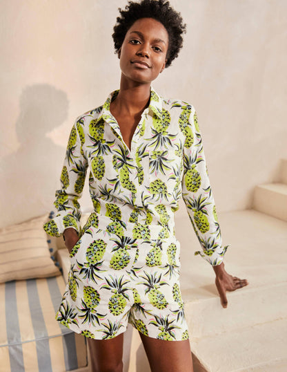 Linen Shirt-Ivory, Pineapple Paradise-4