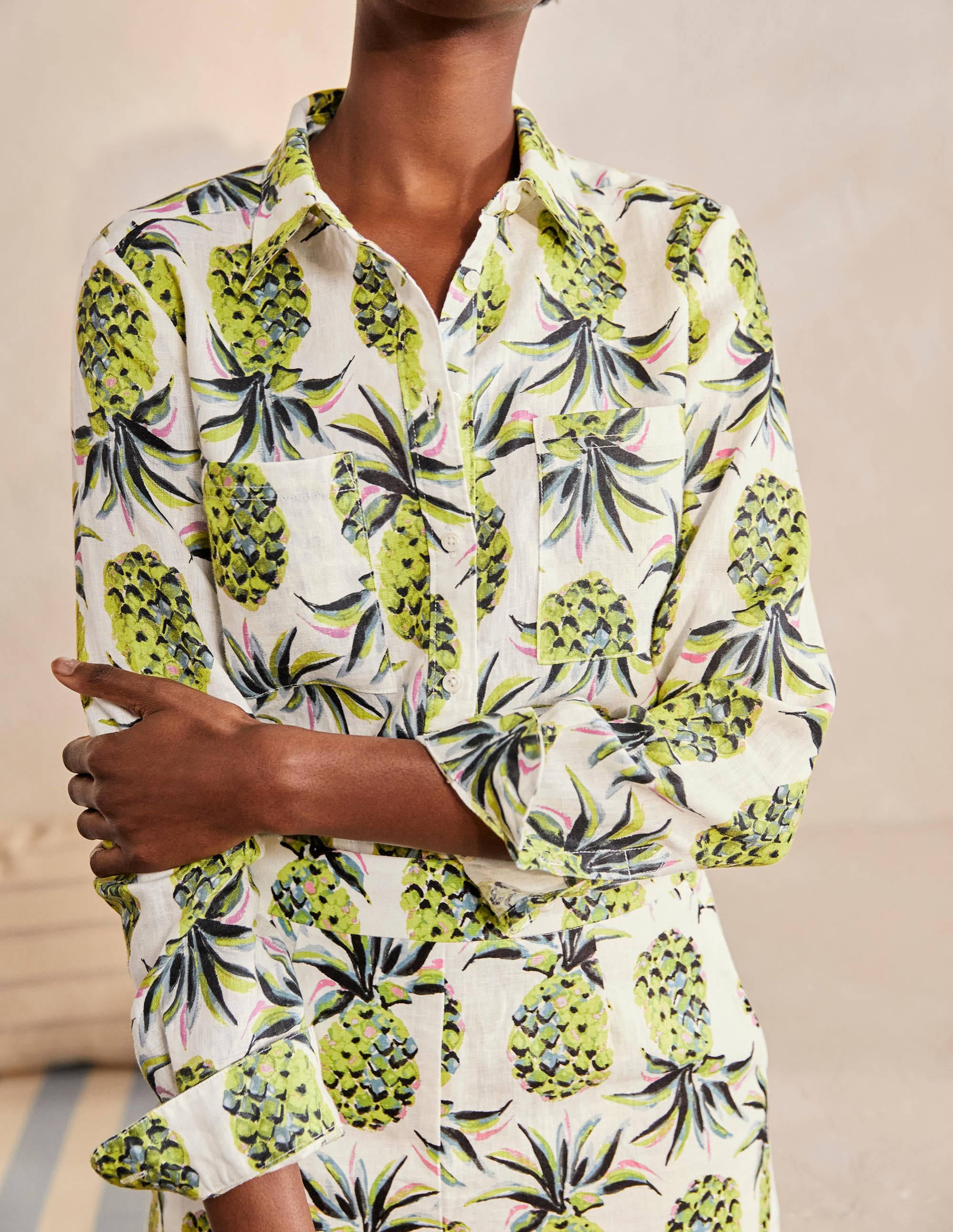 Linen Shirt-Ivory, Pineapple Paradise - Image 3