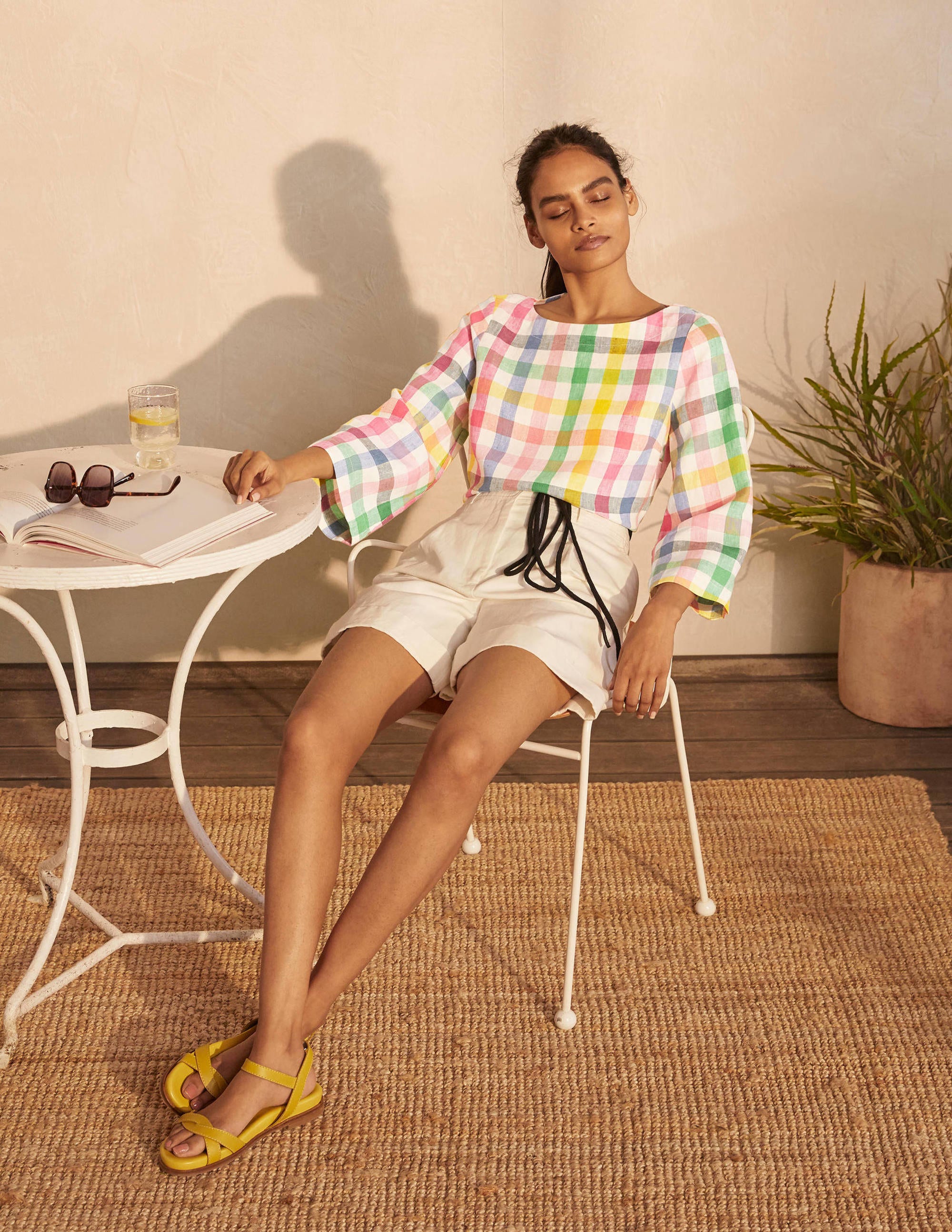 Laurie Linen Top-Party Pink Multigingham - Image 1