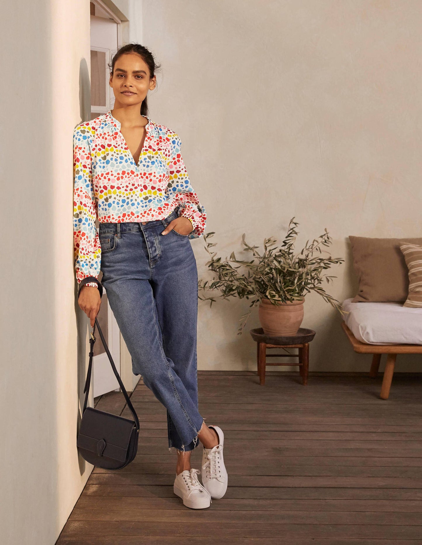 Heather Top-Ivory, Multi Rainbow Leopard