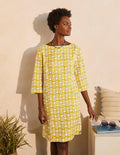 Laurie Linen Dress-Chartreuse, Pineapple Geo