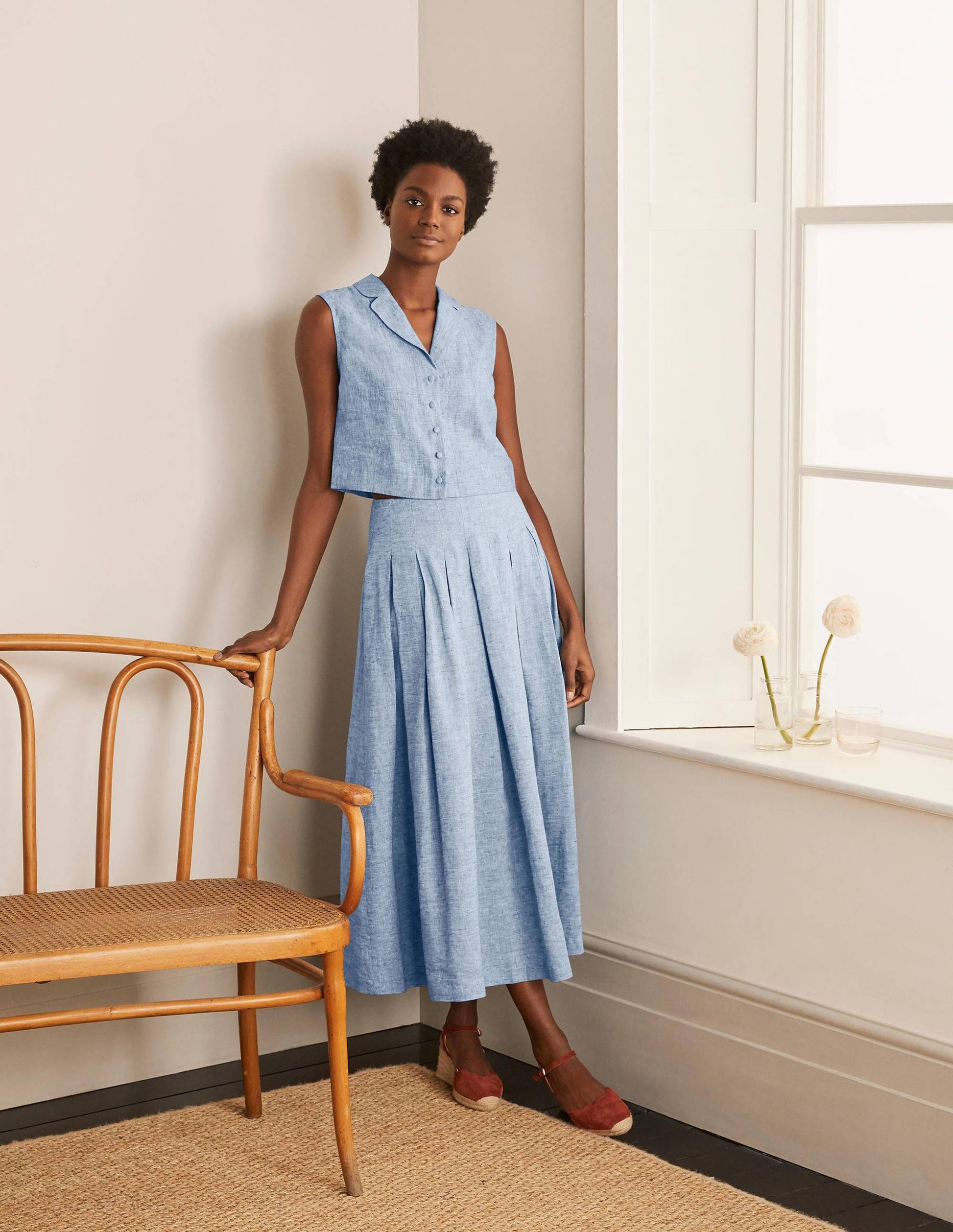 Georgina Linen Top-Authentic Blue Chambray-4