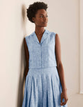 Georgina Linen Top-Authentic Blue Chambray