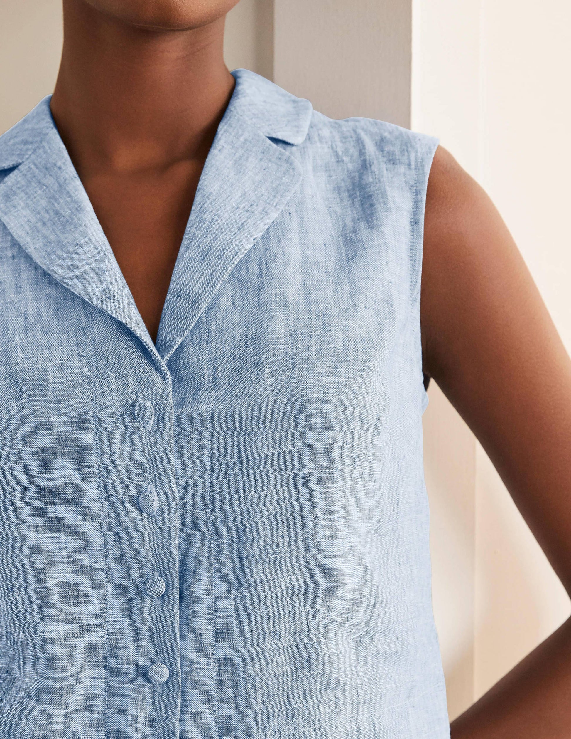 Georgina Linen Top-Authentic Blue Chambray-3