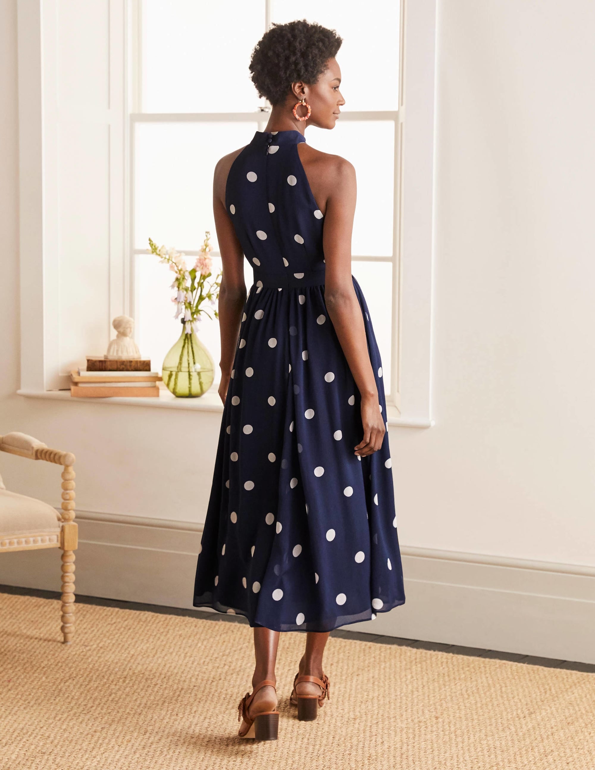 Tori Midi Dress-French Navy, Regular Dot - Image 3